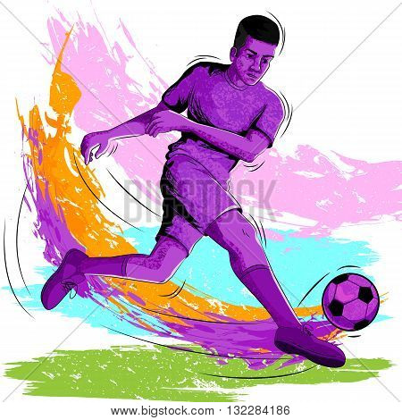 Concept of sportsman playing Soccer. Vector illustration