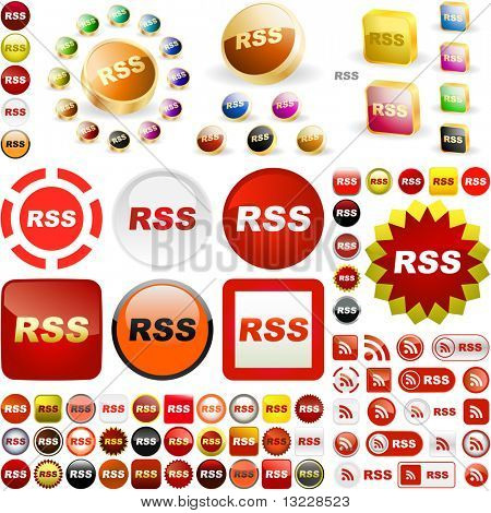 Botões RSS. Grande coleção de vetores.