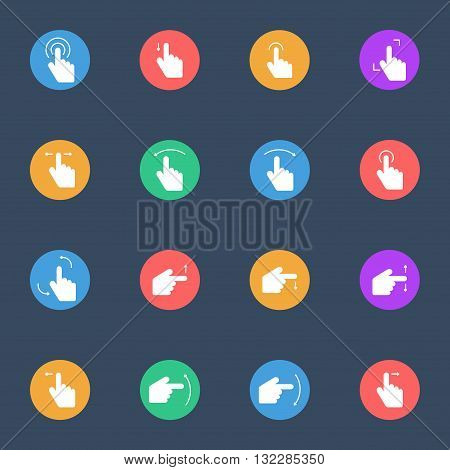 touch screen flat icons set of 16