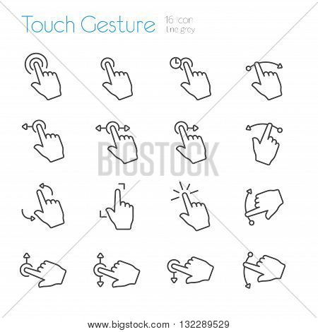 Touch Gesture Icons Line set of 16