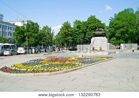ORYOL RUSSIA - May 15.2012: Monument to the tankers World Square and the high-relief battle for the liberation of Oryol