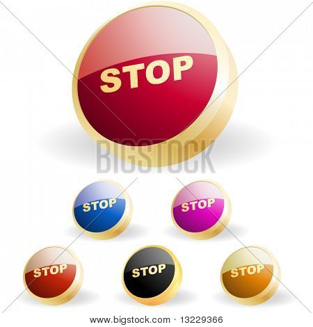 Stop button. Vector set for web.