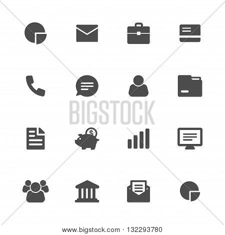 Banking and finance gray flat icons set of 16