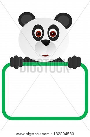 Cute cartoon panda with a blank board