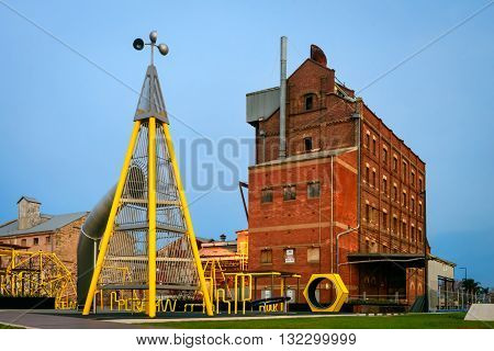 Port Adelaide Australia - July 13 2014: Newly built Hi-Tech kids playground near Harts Mill during the evening. It was a part of $2 million refurbishment of the Hart's Mill precinct.
