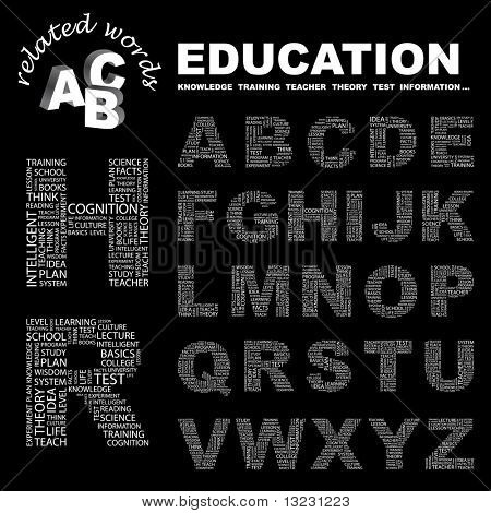 EDUKACJI. Wektor zbiory list. Projekt ilustracji.