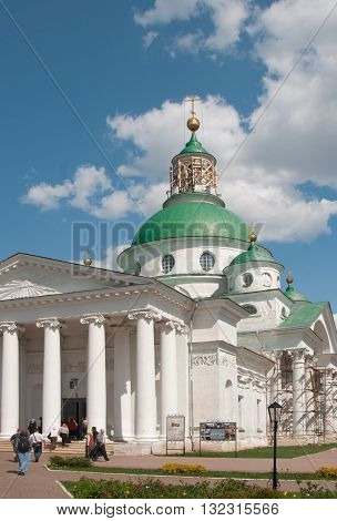 ROSTOV RUSSIA MAY 08. 2016: - Rostov the Great Spaso-Yakovlevsky Dmitriev monastery The Cathedral of St. Dimitry Of Rostov