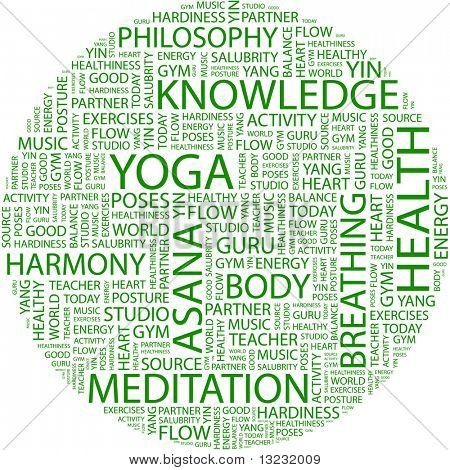 YOGA. Word collage on white background. Vector illustration.