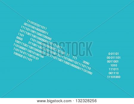 Data security concept with binary key and keyhole. Vector illustration for information access privacy protection hacker attack virus cyber activity.