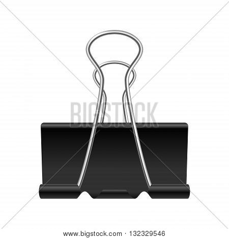 Black binder clip, isolated on a white background. Vector EPS8 illustration.