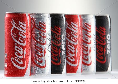 Kuala Lumpur, Malaysia 30th May 2016, Coca-Cola Classic in a glass bottle Isolated on white Background. Coca Cola, Coke is the most popular carbonated soft drink beverages sold around the world
