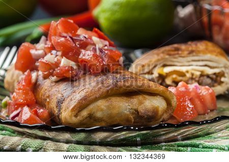 Mexican Chimichanga With Salsa Dip