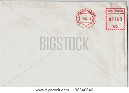 Postage meter from Namest Nad Oslavou (Czech Republic) printed with black ink over white paper