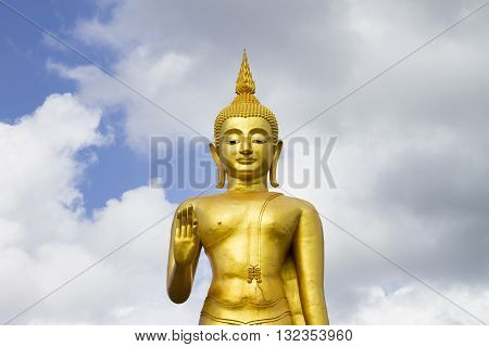 Phra buddha mongkhon maharaj; The largest standing buddha Statue in southem region. Hatyai Songkhla Thailand.