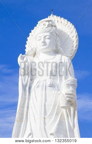 The white jade bodhisattva guan yin pavillion; The most beautiful statue of chaste the best in southem Thailand.