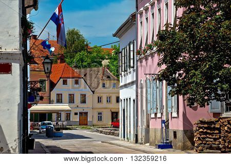 Old streets of town Karlovac colorful architecture central Croatia