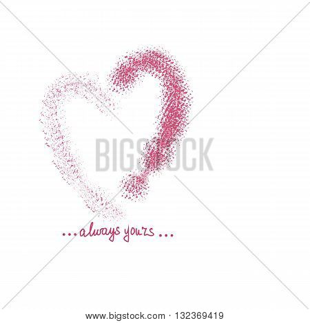 heart with hand drawn text always yours