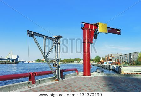 Lifting Crane At The Venta River In Ventspils