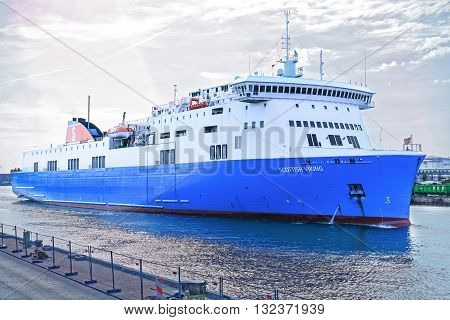 Liner On Venta River In Ventspils
