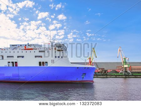 Part Of Big Liner In Venta River On Ventspils