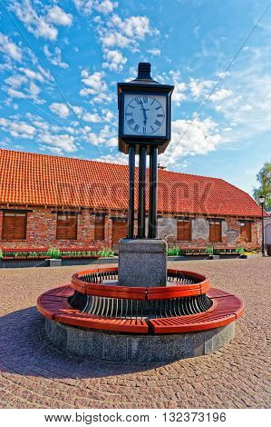 Clock In The Town Hall Square Of Ventspils