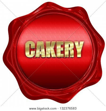 cakery, 3D rendering, a red wax seal