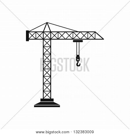 Construction crane icon in simple style isolated on white background