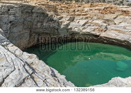 Panoramic view to Giola Natural Pool in Thassos island, East Macedonia and Thrace, Greece
