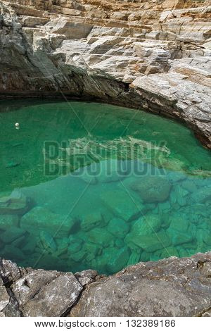Amazing view of Giola Natural Pool in Thassos island, East Macedonia and Thrace, Greece