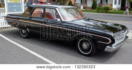 BROMONT QUEBEC CANADA 05 23 16: Plymouth Belvedere 1964 is an American automobile model that was produced by Plymouth from 1954 to 1970.