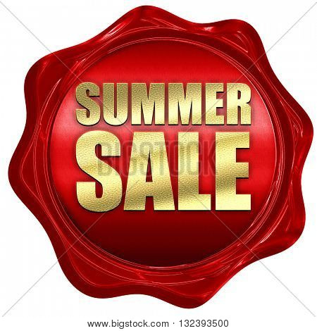 summer sale, 3D rendering, a red wax seal