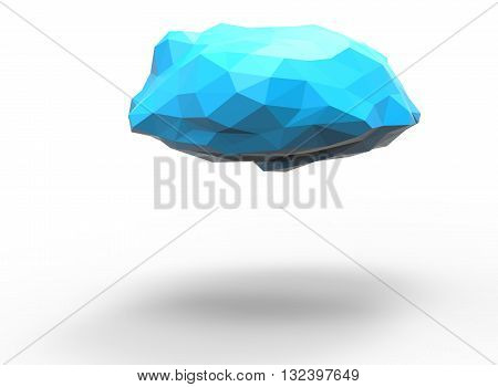 3d illustration of simple cloud. low poly triangles and polygons style. icon for game web. blue texture color. white background isolated with shadow. simple to use.