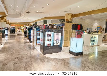 KUALA LUMPUR, MALAYSIA - MAY 09, 2016: inside of Suria KLCC shopping mall in Petronas Twin Towers. Suria KLCC is one of the largest shopping malls in Malaysia