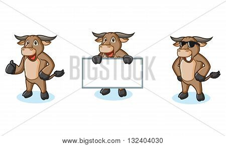 Buffalo Cream Mascot happy pose and bring board