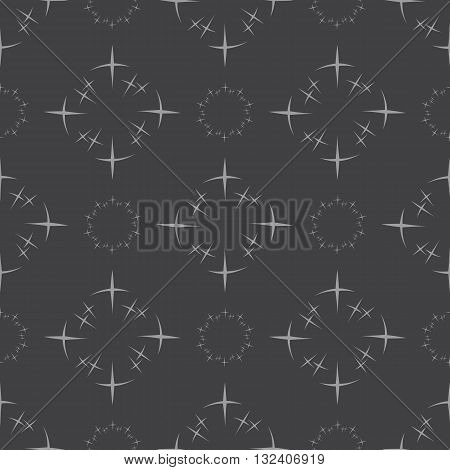 Seamless abstract vector pattern circle stars in monochrome background
