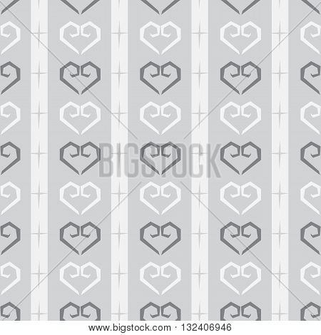 Seamless doodle heart vector boho pattern in monochrome background