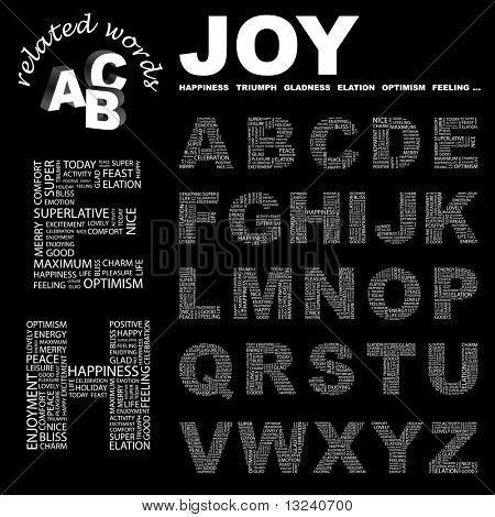 RADOŚĆ. Wektor zbiory list. Ilustracja warunków różne stowarzyszenia.