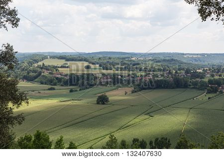 Landscape view of the countryside in France's Dordogne region