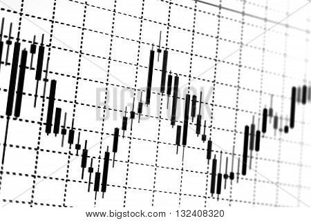 Stock exchange chart graph. Finance business background. Abstract stock market diagram candle bars trade.