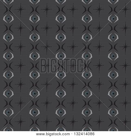 Seamless abstract eye vector pattern in monochrome background
