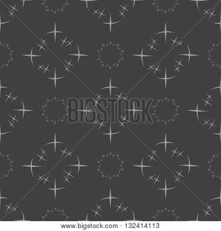 Seamless abstract vector pattern circle stars in monochrome background