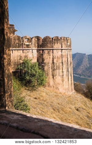 The Jaigarh fort in the city of Amber or Amer near the Amber Palace and close to Jaipur Rajasthan India