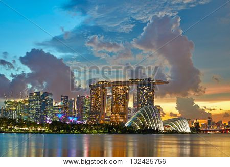 Singapore Skyline after sunset