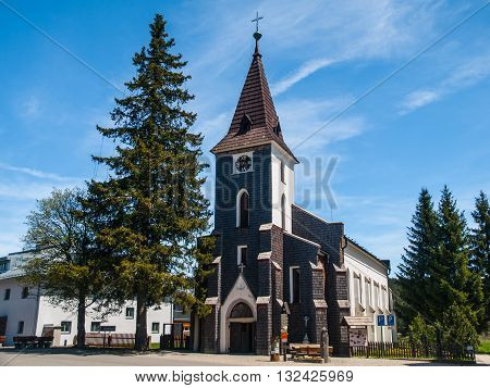 Mountain Church  in Kvilda village, Sumava Mountains, Czech Republic