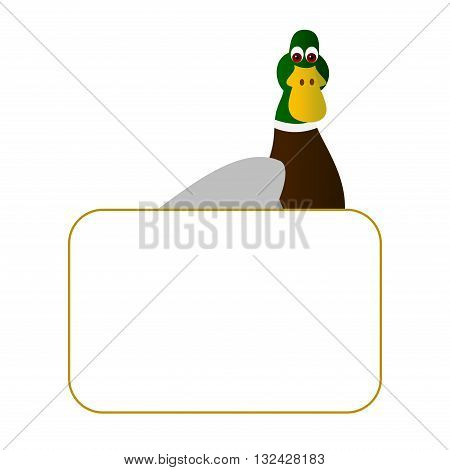 Clipart picture of a duck cartoon character holding a blank board.