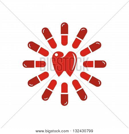 Dentist Logo tooth shape red circle symbol