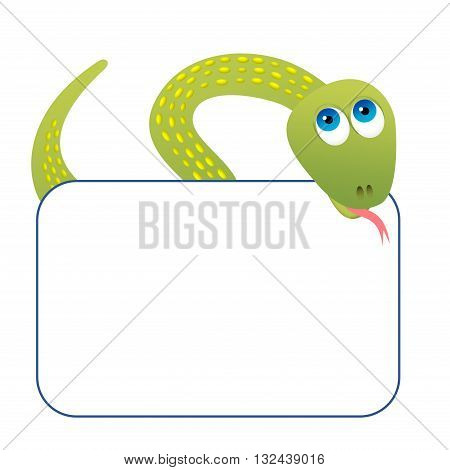 Clipart picture of a snake cartoon character holding a blank board.
