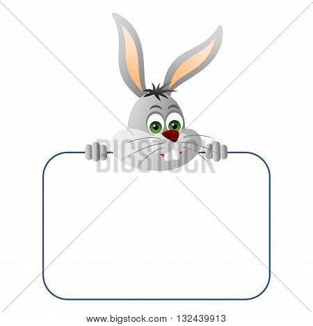 Clipart picture of a rabbit cartoon character holding a blank board.
