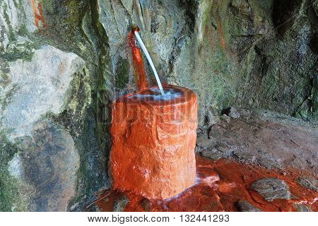 Detail of the mineral water spring - ferruginous water