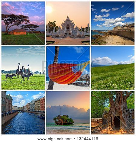 Collage With Various Travel Photos And Destinations Collage With Various Travel Photos And Destinations